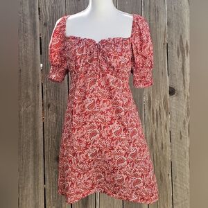 Trixxi Red Paisley Smocked Mini Dress Size Medium